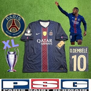 Nike PSG Ousmane Dembele #10 2025/2026 Home Jersey UCL Patches New XL